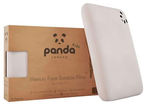 Panda® Oreiller en mousse à mémoire de forme pour enfants avec housse en bambou, à partir de 4 ans | moyennement ferme et doux | Soutien orthopédique de la tête, de la colonne vertébrale et du cou