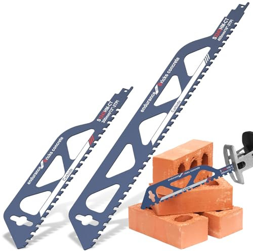 2Pcs Reciprocating Saw Blade Universal Carbide Reciprocating Saw Blade Concrete Sabre Saw Blade Alloy Steel Brick Concrete Cutting Saw Blade Masonry Cutting Blade for Cement Composite (12in+18in)
