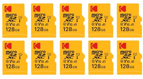 Kodak Pack de 10 Cartes Mémoire Micro SDXC Premium 128 Go – Vitesse et Fiabilité pour Un Stockage Exceptionnel