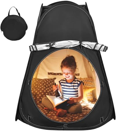 Winuoyang Sensorisches Zelt, Pop-Up-Zelt für Kinder, Verdunkelungszelt mit Oxford-Gewebe, für Autismus, SPD, Angst und Entspannung, Schwarz, 80 x 80 x 105 cm, Modernität, Unisex, Kind