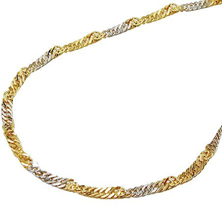 1,8mm Singapurkette Collier Halskette 375 Gold bicolor Damen 45cm Goldkette