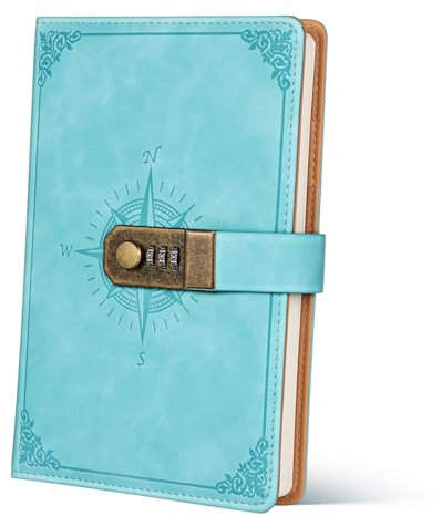 JOINPAYA Passwort Notizbuch Mit Schloss Vintage Pu Tagebuch Für Mädchen Sicher Und Stilvoll Für Zuhause Und Büro Mit Kartenfächern Langlebig Und Bleichfest Für Persönliches Und