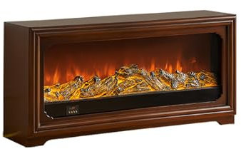 CMYAOYC Tv Schrank mit Kamin, TV Sideboard für Das Wohnzimmer, Entertainment-Center aus Holzkonsole, Tv Möbel Freistehender TV-Schrank, Heimdekoration, Flammeneffekt(Brown,47.2in)