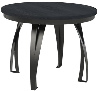 MEBLINI Esstisch Rund Ausziehbar aus Metall - Loft - Esszimmertisch Modern - Küchentisch - Ausziehtisch - Round Dining Table - Esszimmertische - 100-176x77cm - Lunga - Schwarz Matt