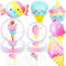 LaVenty Eiscreme Teller Servietten Tassen Eiscreme Eis am Stiel Thema Partyzubehör für Mädchen Geburtstag Geschirr Geschirr Dessert Platten Luncheon Servietten Ballon