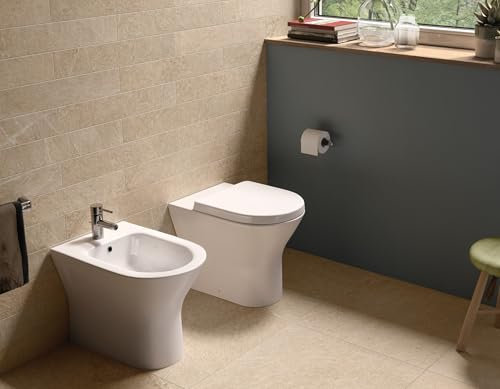 Sanitari bagno filo muro rimless bianco lucido – Water e bidet con coprivaso soft close Resort