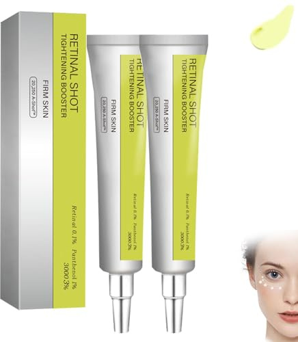 Retinal Shot Tightening Booster,2PCS Retinal Eye Augenserum,Retinol Anti-Aging Augencreme,Hyaluronsäure-Augencreme,Feuchtigkeitsspendende Augenpflege für Taschen,feine Linien,Augenringe und Falten