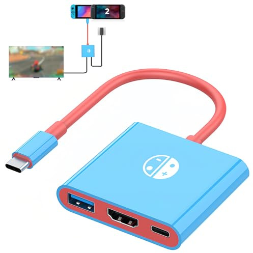 Aphohome Compatible with Switch 2 Dock, 4K/60Hz HDMI Adapter Compatible for Nintendo Switch 2/1/OLED, Portable Travel Docking Station with PD 100W & USB3.0, Compact TV Mode Hub