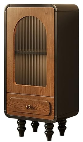 PQXQZ Buffetschrank mit Schubladen Landhaus Sideboard Wohnzimmer mit Gewölbter Glastür Freistehendes Sideboard aus Massivholz für Wohnzimmer Esszimmer Küche Flur Oder Eingangsbereich