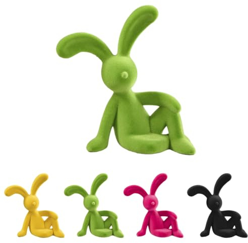 Klocke Dekorationsbedarf Moderner Design-Osterhase sitzend - Hase - Beflockte Deko-Figur in leuchtenden Farben - Stylische Osterdekoration für Wohnzimmer & Schaufenster (Grün, Höhe: 22,5 cm)