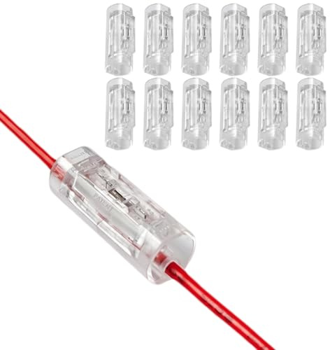 12 Stück 1-poliger Kabelverbinder,Lötfreie Schnellverbinder für Draht-zu-Draht 0.35–0.5 mm² (AWG22-20),1P Elektro Steckverbinder,Durchgangsverbinder,Kabelklemmen Elektro Verbindungsklemme