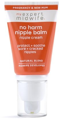 My Expert Midwife No Harm Nipple Balm, 100% Natural, medical grade Lanolin, fast relief, protection for sore cracked nipples. Moisturising, odourless, tasteless, breastfeeding Safe Nipple cream, 30ml