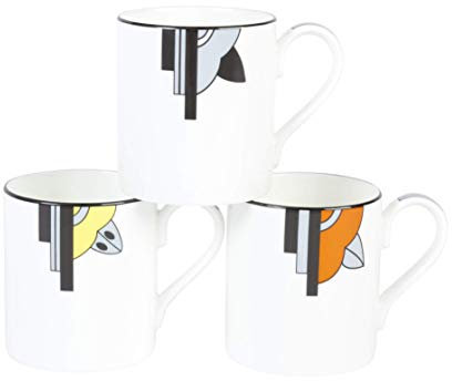 Stylish Set of 3 Art Deco Bone ChinaRitzy Mugs