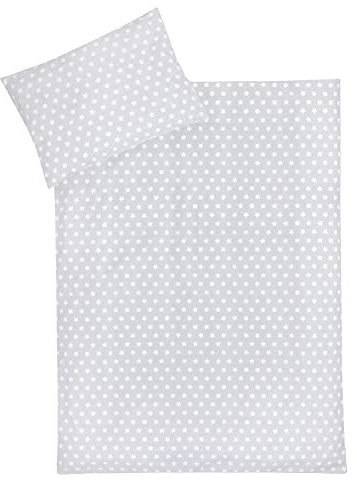 Julius Zöllner Kinderbettwäsche 100% Baumwolle, Standard 100 by OEKO-TEX, made in Germany, Gr. 100x135 + 40x60 cm, Sterne grau