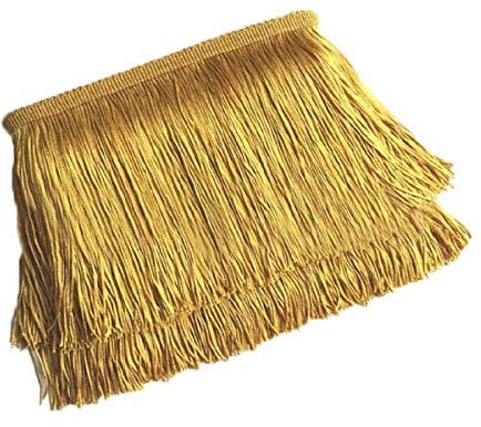 Yalulu 10 Meter Länge 10cm Breite Quaste Seide Fransen Geschnitten Fransenborte Kostüm Quaste Trimmen Apparel Fransenband Nähzubehör (Gold)