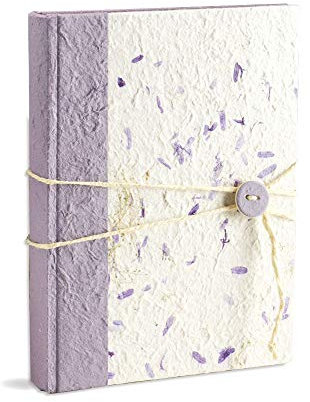Album 23X30/30fg in carta riso tinta unita e carta riso floreale con chiusura bottone e spago,lilla