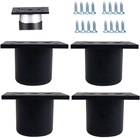 Lot de 4 pieds de meubles de cuisine en Aluminium - Réglables - Ronds - pied de support pour canapé de meuble capacité de charge 100 kg-4cm-Noir