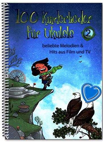 Verlag-Bosworth 100 Kinderlieder für Ukulele Band 2 - beliebte Melodien aus Film und TV - Kinderliederbuch mit bunter herzförmiger Notenklammer