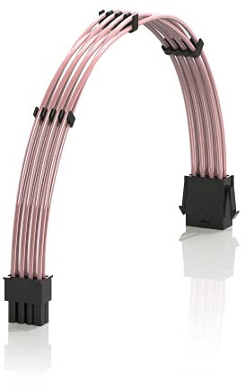 LINKUP - 30cm Netzteilkabelverlängerung 18AWG Sauerstofffreies Kupfer Teflonmantel Custom Mod GPU PC mit Kamm Einzelpackung | 1x 8 P (6+2) CPU | 300mm - Rosa