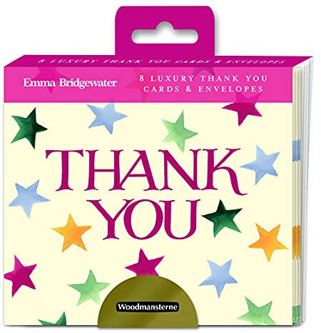 Emma Bridgewater Thank You Note Card Wallet – 8 Star Pattern Designer Notelets
