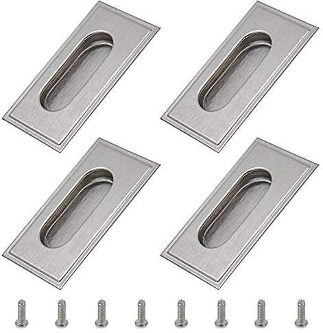 Morobor Bündiggriff aus gebürstetem Nickel, 4 Stück, eingebettete Edelstahlgriffe, Schiebetürgriff, versenkte Fingergriffe mit versteckten Schrauben