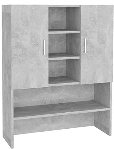 vidaXL Meuble pour Machine à Laver, Armoire de Machine à Laver avec Rangement, Meuble pour Lave-Linge de Salle de Bain Buanderie, Gris Béton