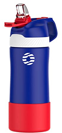 FJbottle 400 ml Children's Stainless Steel Leak-Proof Thermos Flask with Straw, BPA-Free Vacuum Insulated Water Bottle for Sports, Outdoors, School