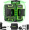 Huepar 3x360°Laser Level Self Leveling Outdoor 3D Green Beam Cross Line for Construction/Picture Hanging with Pulse Mode up to 130ft, Rechargeable Li-ion Battery and Magnetic Rotating Stand-R03CG