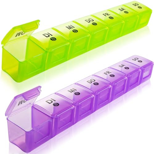 Tablettenbox 7 Tage Morgens Abends, Extra Großen Pillendose 7 Tage 2 Fächer Medikamentenbox 14 Tage Große Fächer Pillenbox Woche Tragbare Reise Tabletten Box Für Unterwegs Und Zuhause