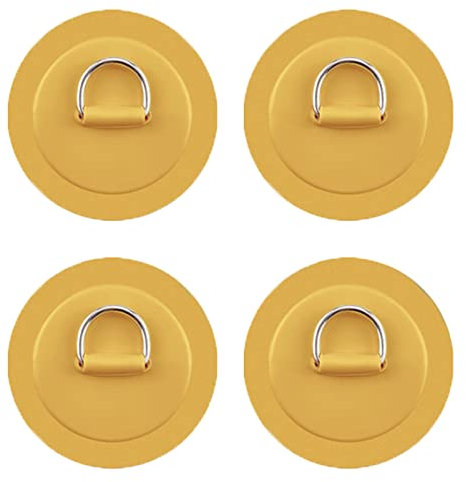 Yundxi 4X D-Ring Pad Patch Boot Deck Befestigung Ausrüstung Kit für PVC Aufblasbare Boot Schlauchboot Kajak Kanu Deck Beschlag SUP (Gelb)