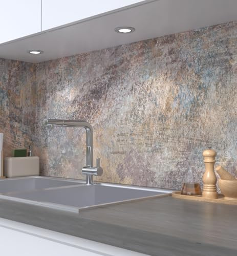 MyMaxxi Küchenrückwand selbstklebend – Matte Premium Spritzschutz Folie als günstige Alternative zu Glas, einfache Montage & leichte Reinigung – Motiv: Abstrakter abgenutzter Beton B 280 cm x H 60 cm