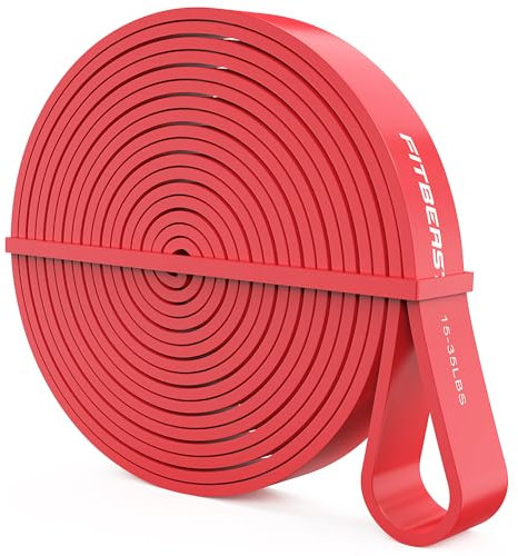FitBeast Pull Up Band, 15-35LBS Resistance Band Pull Up for Calisthenics, Bodyweight Training, Powerlifting, Yoga, Stretch Mobility, Pull Up Assistance Band, Red