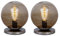 etc-shop Tischleuchte Retro Kugelleuchte Beistelllampe Nachttischleuchte, Glas rauch-braun,1x E27, DxH 20x22,3 cm, 2er Set
