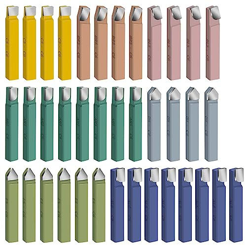 38PCS 5/16 Metal Lathe Cutting Tools,C-6 Carbide Tip Cutter Tool Set | Milling Welding Bit Lathe Cutting Tool Kit for Metal Lathe Tooling