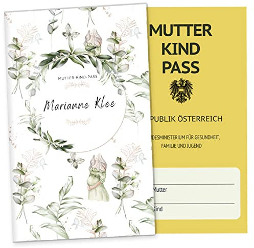 OLGS Mutter-Kind-Pass Hülle Österreich Awesome Mommy - Schutzhülle für den österreichischen MuKiPass - Geschenk für Schwangerschaft - MutterKindPasshülle personalisiert, Pretty Pregnant