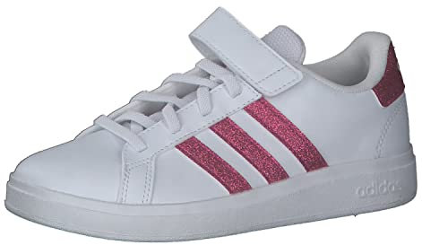 adidas Grand Court Elastic Lace and Top Strap Shoes Tennisschuhe, Cloud White/Real Magenta/Cloud White, 38 2/3 EU