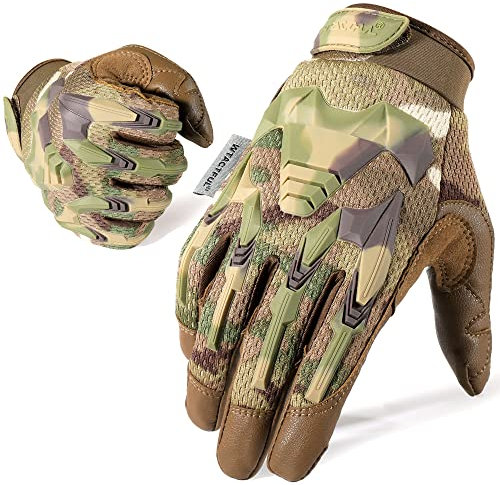 WTACTFUL Taktische Handschuhe,Tatical Gloves,Motorrad Handschuhe,Herren Touchscreen Motorradhandschuhe für Mountainbike, Motorcross,Klettern,Security,Wandern,Motorrad,Jagd Leder Tarnung M