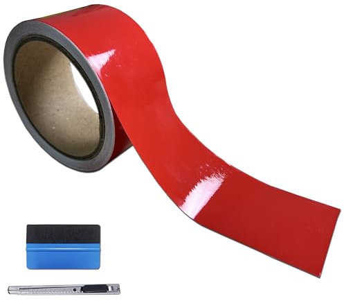 NewL Autofolie Glänzend - 5cm x 900cm Selbstklebend Auto Folie Zierleisten Folie für Auto Motorrad Fenster Kfz Chromleisten Auto Folierung (Red Gloss, 5cm x 900cm)