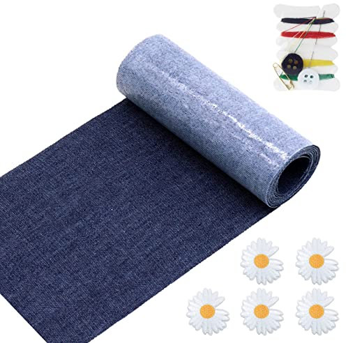 Flicken zum Aufbügeln Jeans,Premium Bügelflicken Jeans Dunkelblau,Jeansflicken Draufbügeln Innen,jeans flicken Hinterbügeln,Patches für Reparatur Jeans Kleidung von Kindern und Erwachsenen10.5x150 cm
