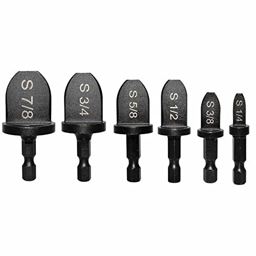 Fongmore 6 Stück 1/4 Zoll Sechskantschaft Swaging Bohrer Set Kupfer Rohr Expander Bördelwerkzeug 1/4, 3/8, 1/2, 5/8, 3/4, 7/8 für Klimaanlage Kupferrohr Swaging Bördelung