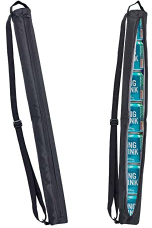 Pauzle Golf Beer Sleeve,7 Can Golf Beer Cooler Sleeve Covers with Adjustbale Shoulder Strap Portbale Cooler Bag Golf Accessories Gift for Men or Women-Black