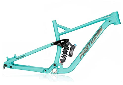 HIMALO Downhill Aufhängungsrahmen 27,5er 29er Mountainbike-Rahmen 17''/19'' Scheibenbremse Steckachse Boost MTB-Rahmen XC/DH, Mit Hinteren Stoßdämpfern (Color : Blauw, Size : 29x17'')