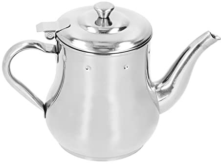 Stainless Steel Tea Pot with Filter,500ml Coffee Kettle Teapot Water Jug Tea Pot Maker Oil Strainer Pot Ergonomic Handle Kitchen Supplies for Home Office (Silver)