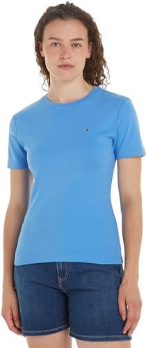 Tommy Hilfiger Women T-Shirt Short-Sleeve New Slim Cody Crop Crew Neck, Blue (Blue Spell), 3XL