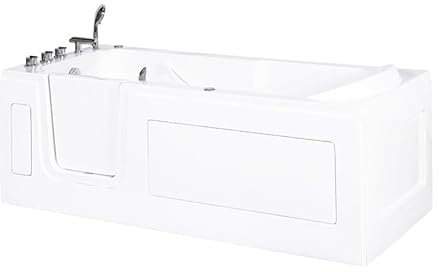 Vidalux WB408 Left Whirlpool Abberton Easy Access Walk-in Bath, White - Slip-Resistant Base - Ideal for The Elderly - 5 Years Warranty - L 170cm x W 76cm x H 61