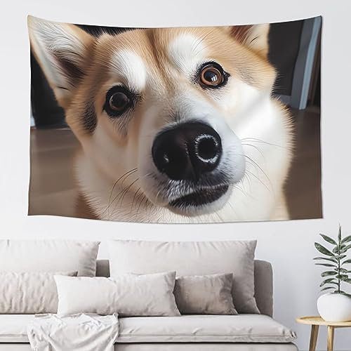 BTCOWZRV Tier-Hunde-Fotodruck, Wandteppich, Wandbehang, leicht, langlebig, personalisierte Wanddecke für Schlafzimmer, Wohnzimmer, Wohnheim, Party, Wandkunst, Dekoration, 152,4 x 101,6 cm