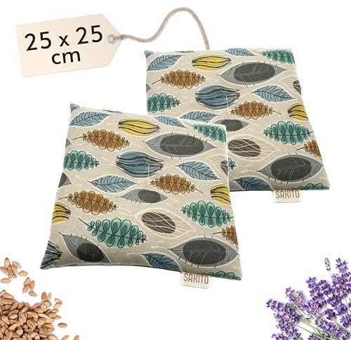 2 (pcs) Bouillotte Micro-onde (25x25 cm) - Coussin Chauffant Micro onde - Bouillotte Noyau de Cerise - Bouillotte Grain de Lin - Bouillotte Seche - Blé et Lavande