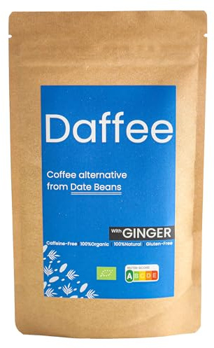 Daffee Date Seed Coffee with Ginger – Caffeine Free Coffee Alternative & Coffee Substitute, Ground Date Seeds, 125g
