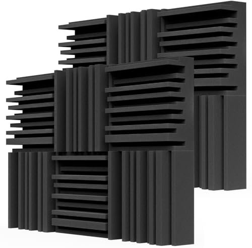 BXI Thick Acoustic Foam Panels, 30x30x7.8cm, Pack of 12, 1.11sqm, Polyurethane, Sound-Absorbing, Recording Studio Foam Absorber