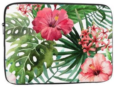 Hibiscus Flower Printed Laptop Sleeve For 12 Inch Laptop, Shockproof Oxford Fabric Laptop Protective Case Laptop Bag